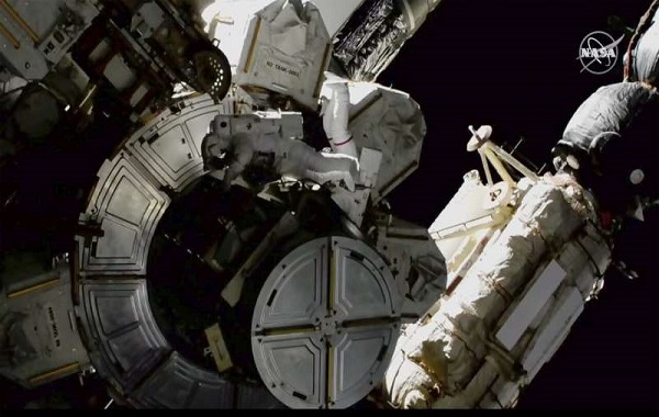 Spacewalkers take extra safety
