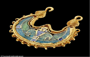 Stunning gold earring discovered in Denmark may have been gifted by the Emperor of Byzantium to a Viking chief 1,000 years ago, experts claim