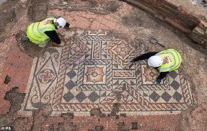 Stunning Roman mosaic is discovered near the Shard featuring colourful flowers and geometric patterns – and is the largest of its kind found in London for more than 50 YEARS