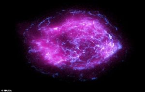 NASA s latest X-ray telescope sends back stunning first image, showing the remains of a an exploding star that was first seen in the 17th century