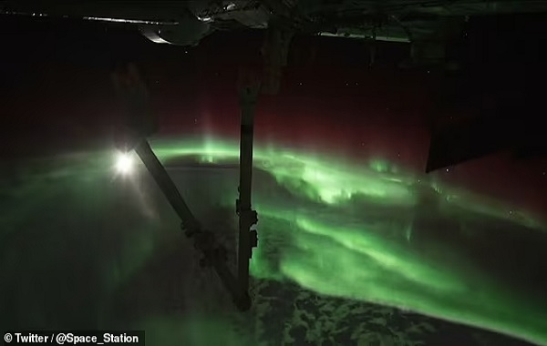 See the Northern Lights from SPACE! NASA astronaut shares stunning timelapse from the ISS showing an orbital pass over the aurora-draped Indian Ocean