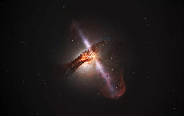 Energy jet traveling 7 times the speed of light appears to break the laws of physics