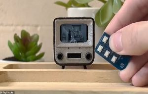 Magnifying glasses at the ready! World's smallest TV is the same size as a postage stamp - but functions just like a full-size device