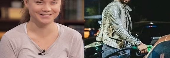 Last month, divisive social media personality and self-described misogynist Mr Tate (right) tweeted Ms Thunberg (left) bragging about his '33 cars' with 'enormous emissions'