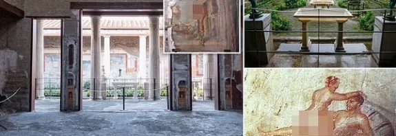 Pompeii home owned by two former slaves more than 1,900 years ago is restored to its former glory: 'House of the Vetti' features gardens, marble baths and a small room filled with erotic frescos that was a brothel