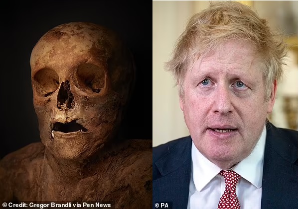 Mummified ancestor of Boris Johnson did NOT die of syphilis: Never before seen pathogen is discovered on corpse of former PM's great-great-great-great-great-great-great-grandmother who died in 18th century