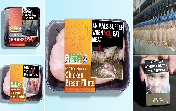 Would these labels put YOU off your chicken? Scientists say gruesome cigarette-style warnings on MEAT could be used to shame buyers