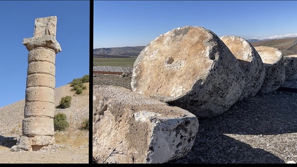 Adıyamanda Karakuş Tümülüsündeki Sütun Yıkıldı