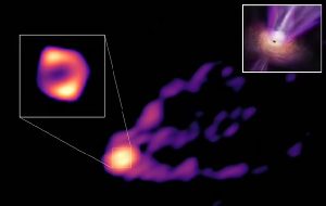 Astronomers capture first-ever direct image of black hole emitting powerful jet