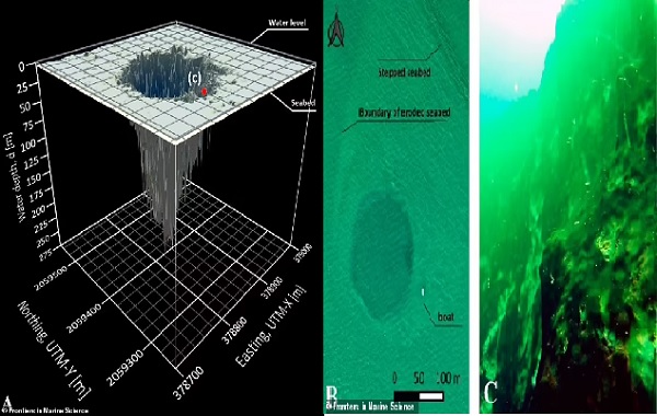 Would YOU take the plunge? World's second largest blue hole is discovered off the coast of Mexico measuring 900 feet deep