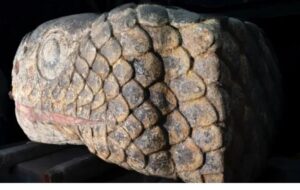 Earthquake reveals giant Aztec snakehead beneath Mexico City university