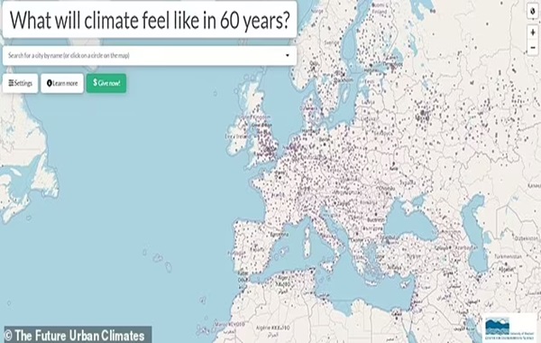 A scorching glimpse into the future: Interactive map reveals what the climate will look like in your city in 60 years - with terrifying results