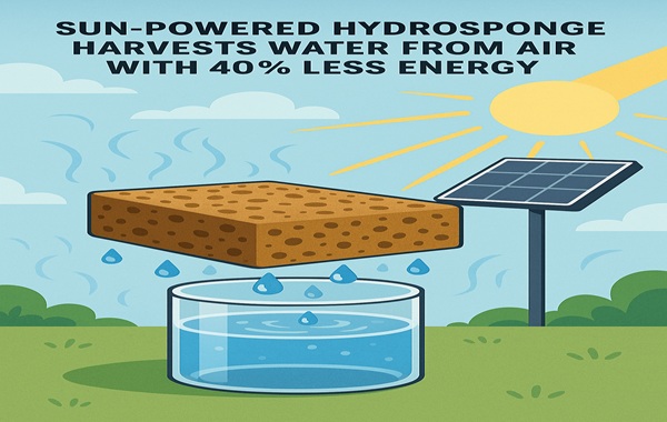 Sun-powered hydrosponge harvests water from air with 40% less energy