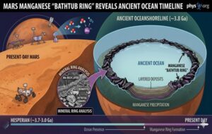 Mars's manganese 'bathtub ring' reveals ancient ocean timeline and its potential for life